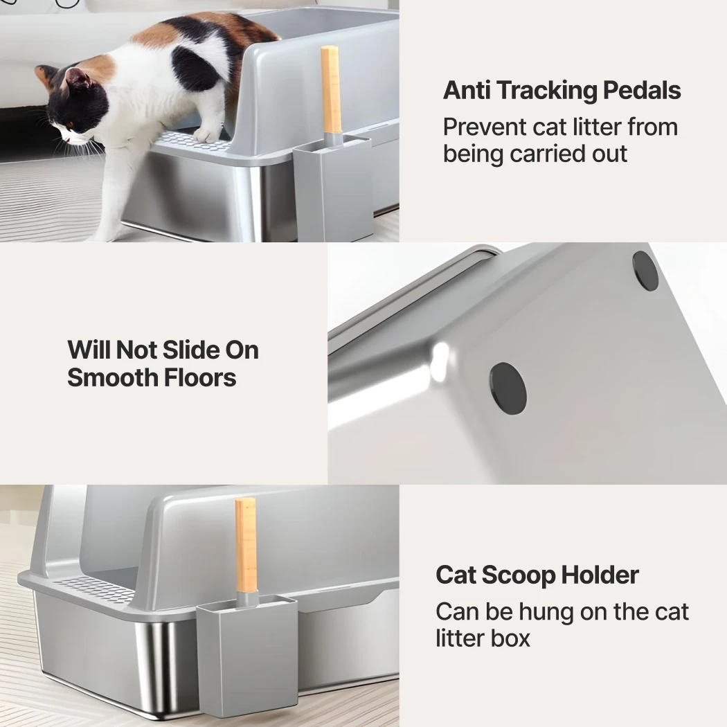 Close-up of Stainless Steel Cat Litter Box  |  Perfect for Big Cats - view 7 (product view)