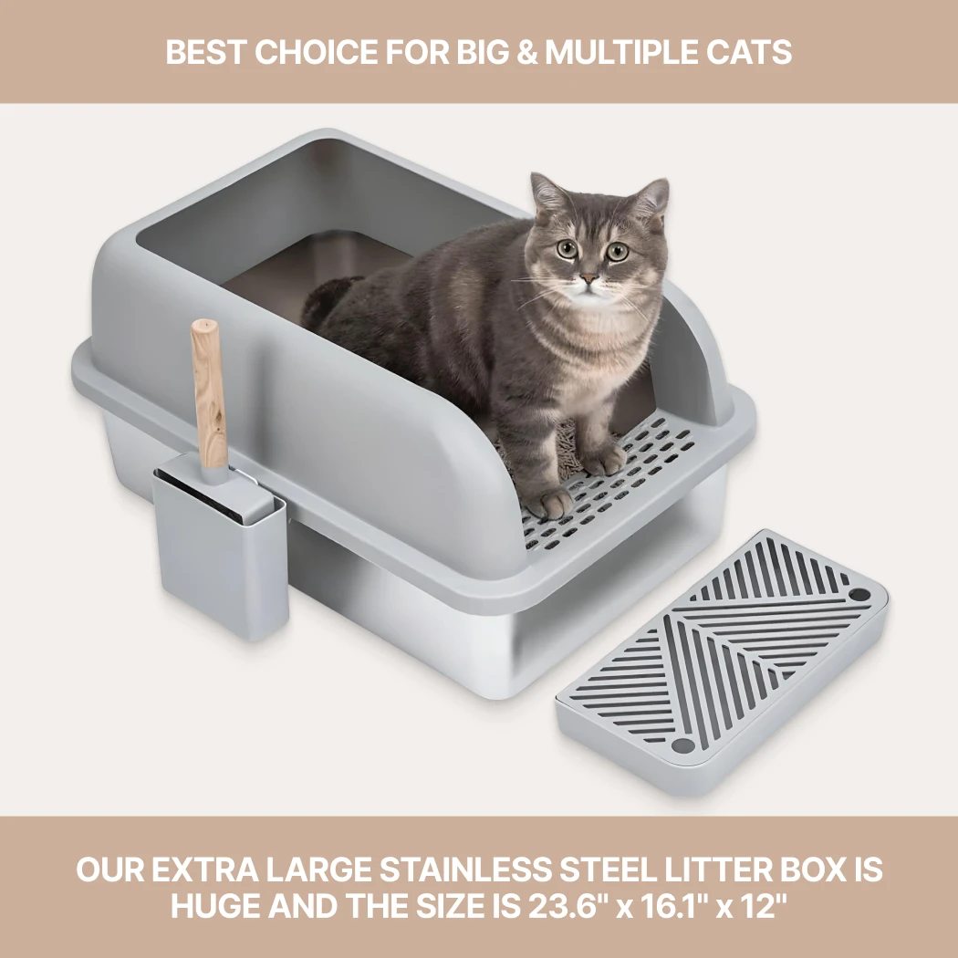 Stainless Steel Cat Litter Box  |  Perfect for Big Cats in detail - image 1 (product view)