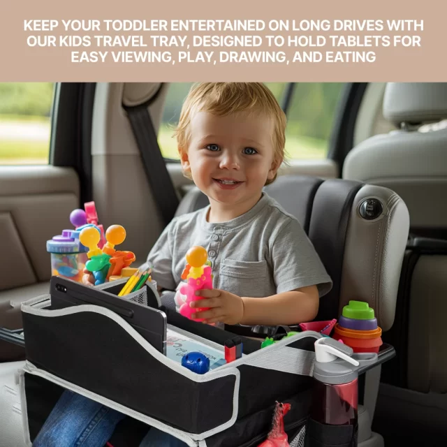 Kids Travel Tray for Car – Lap Tray for Airplane – Perfect Road Trip Essential for Mess-Free Fun and Comfort in detail - image 1 (product view)