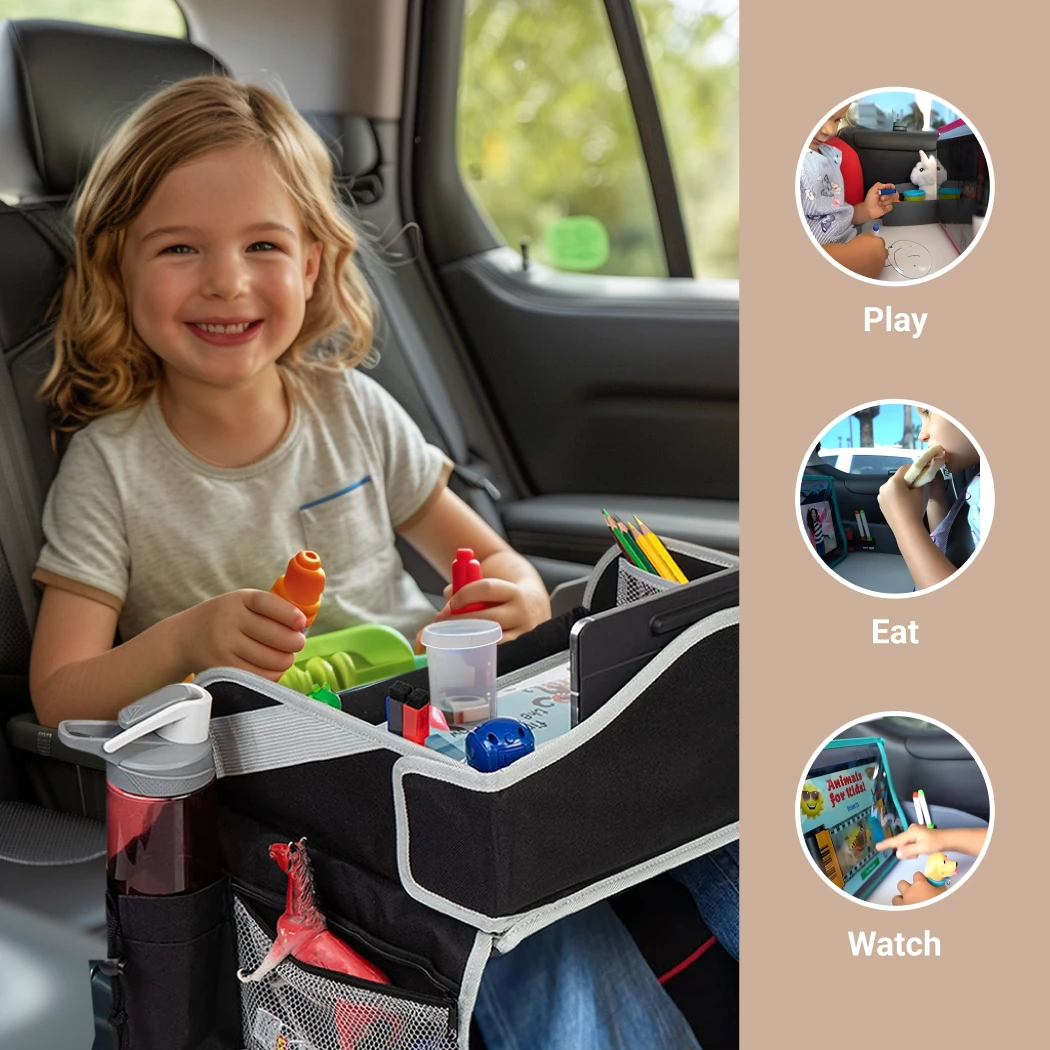 Kids Travel Tray for Car – Lap Tray for Airplane – Perfect Road Trip Essential for Mess-Free Fun and Comfort - View 4