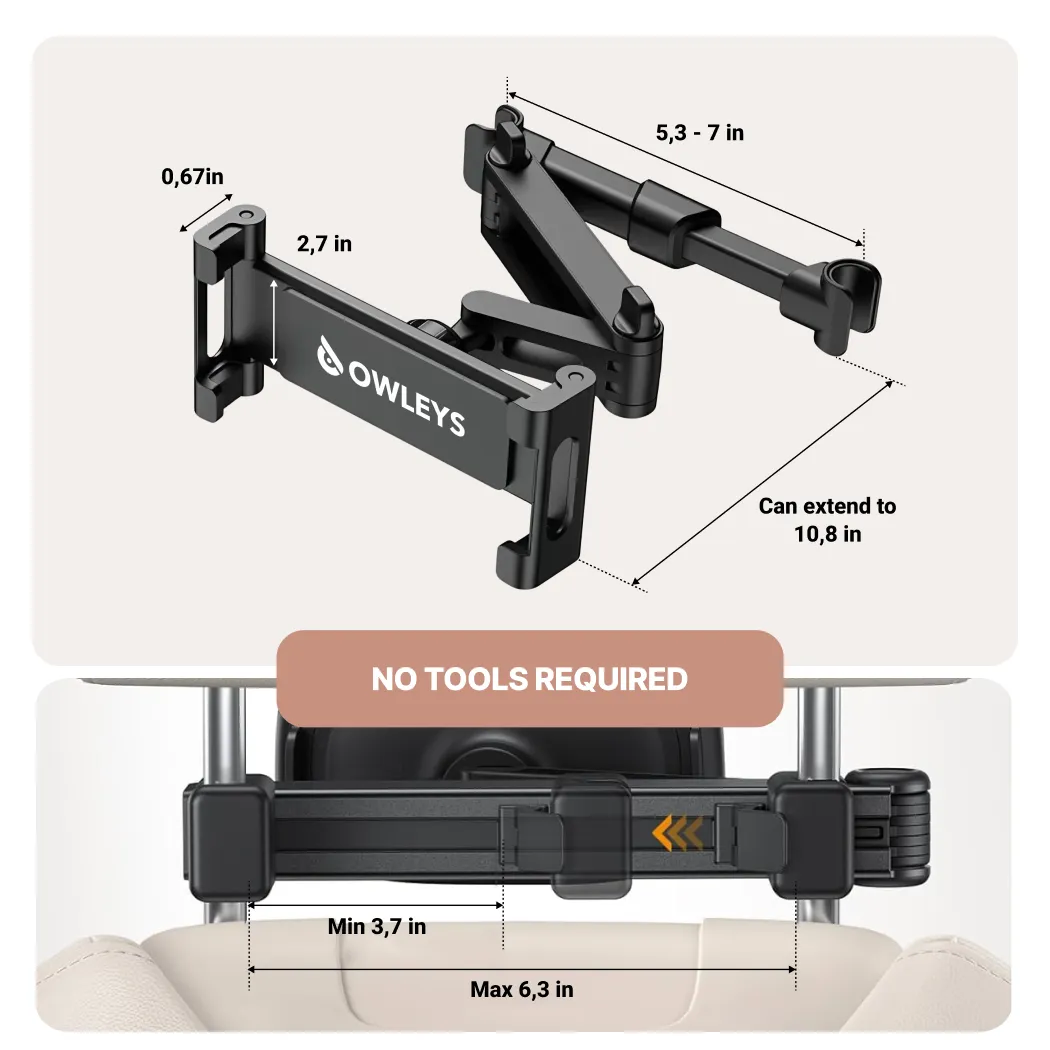 Car Headrest Tablet Holder  |  “Tab Steady” by Owleys - View 9