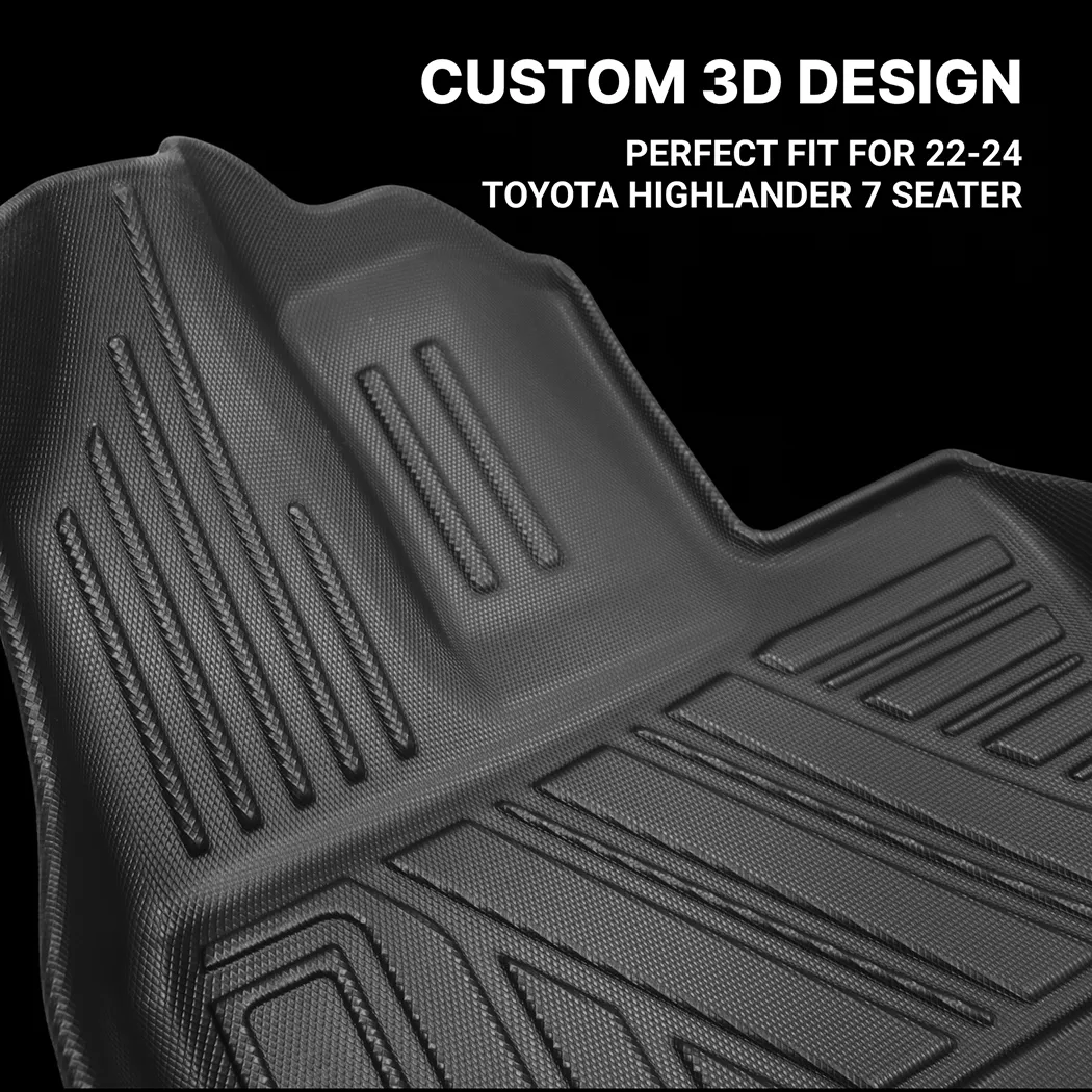 Close-up of Toyota Highlander Floor Mats  |  7-Seater 2022-2024 Models Custom Fit - view 2 (product view)