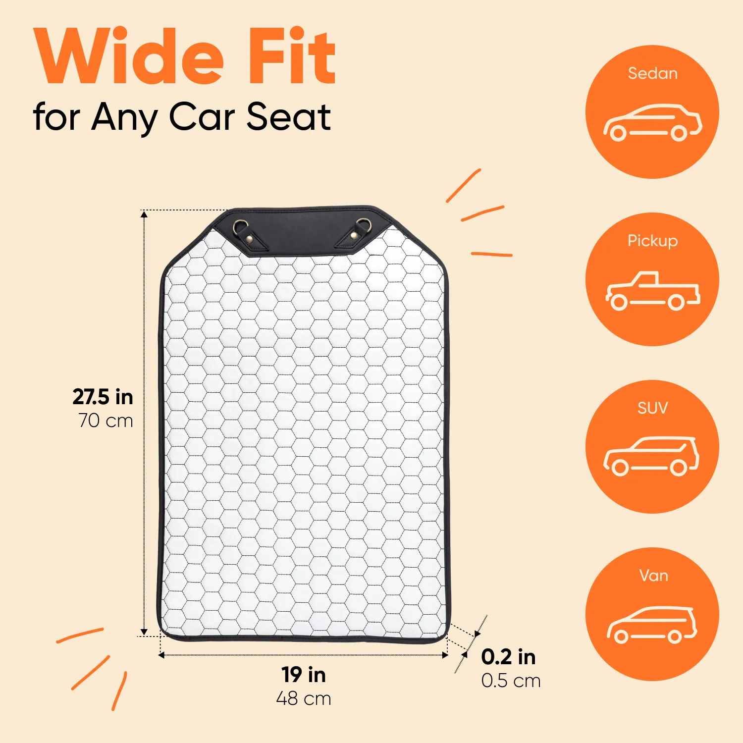 Car Seat Back Protector  |  White “Hexy” by Owleys - View 2