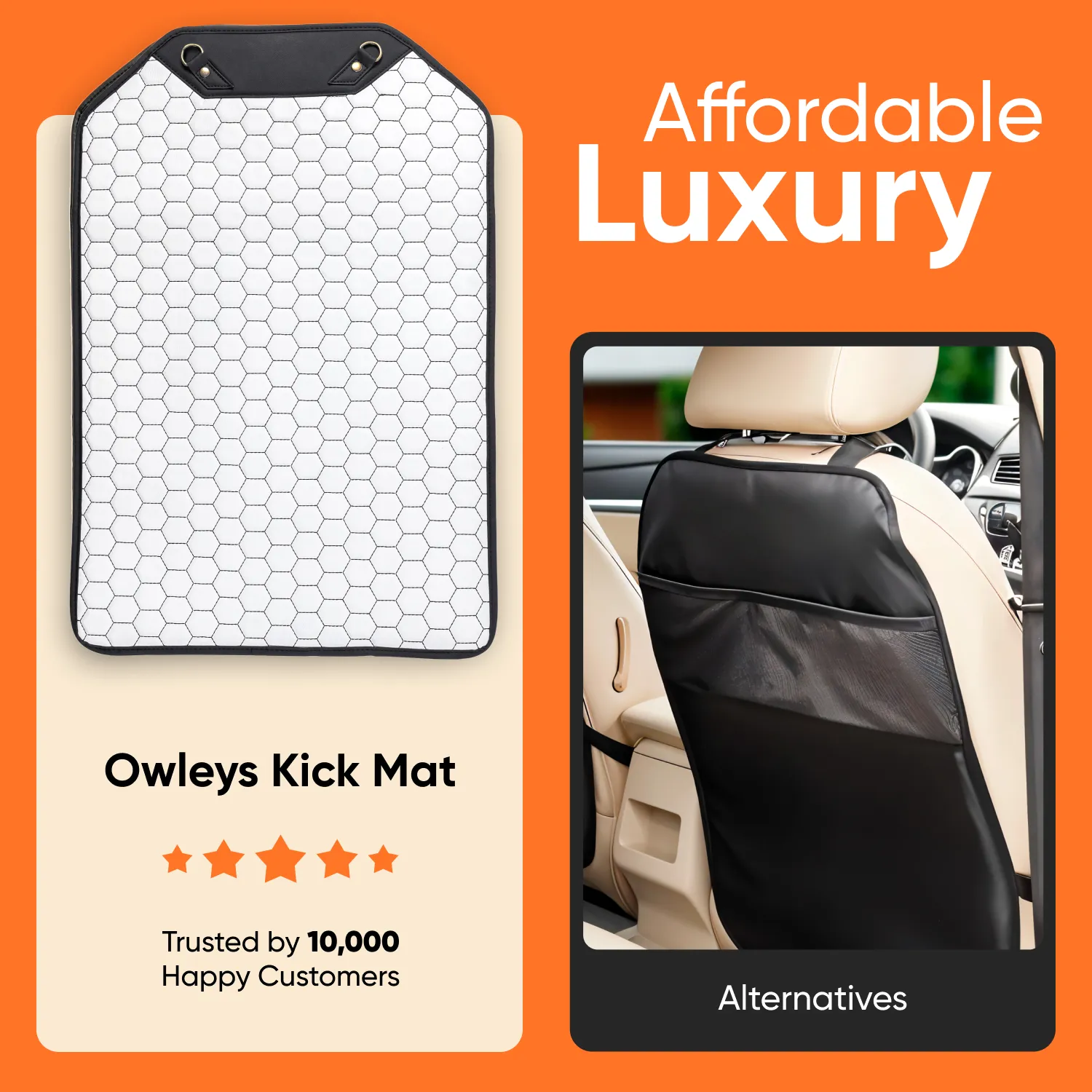 Car Seat Back Protector  |  White “Hexy” by Owleys - View 9