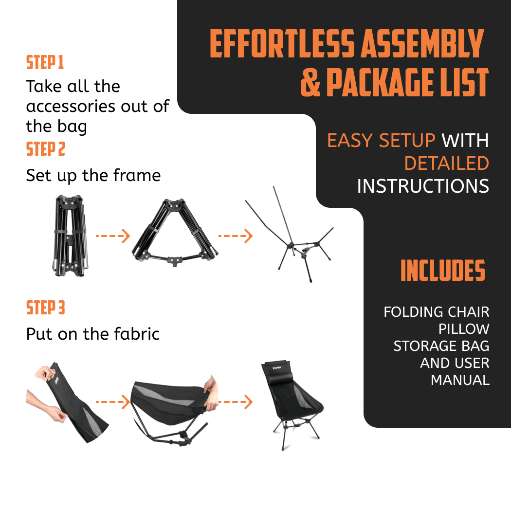 Close-up of Lightweight Camping Chair  |  “Lawn Chair” by Owleys - view 2 (product view)