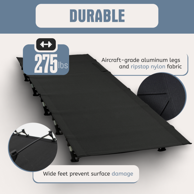 Close-up of Portable Camping Cot  |  “Hike Rest” by Owleys - view 2 (product view)