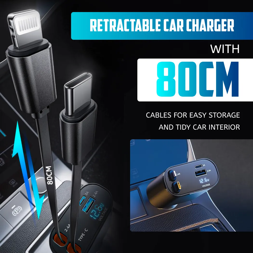 Retractable Car Charger  |  “Charge Flex” by Owleys product image 3 (product view)