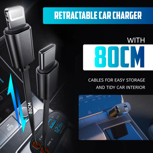 Close-up of Retractable Car Charger  |  “Charge Flex” by Owleys - view 2 (product view)