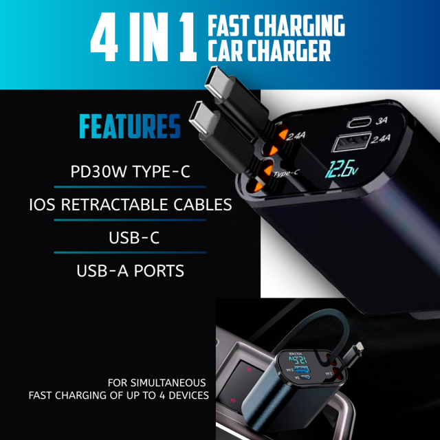 Detailed look at Retractable Car Charger  |  “Charge Flex” by Owleys - image 4 (product view)