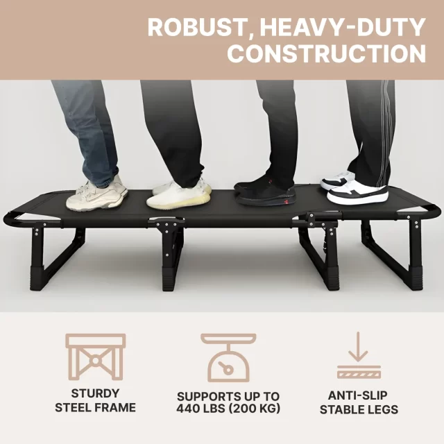 Image of Foldable Camping Cot With Mat & Pillow  |  “Graphite” by Owleys - view 5 (product view)