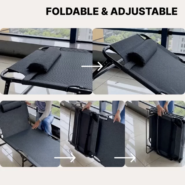 Detailed look at Foldable Camping Cot With Mat & Pillow  |  “Graphite” by Owleys - image 4 (product view)