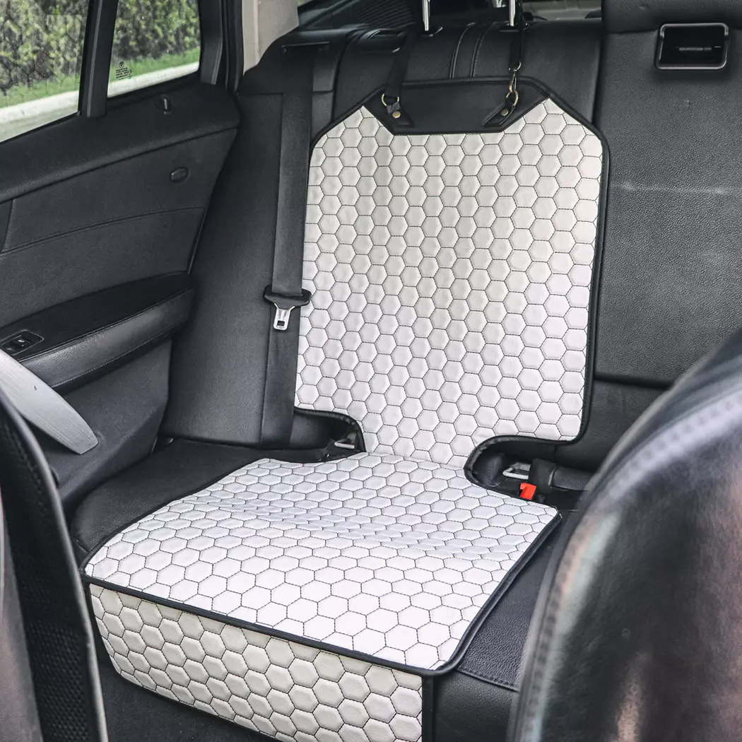 Car Seat Protector Mat  |  White “Hexy” by Owleys - View 9