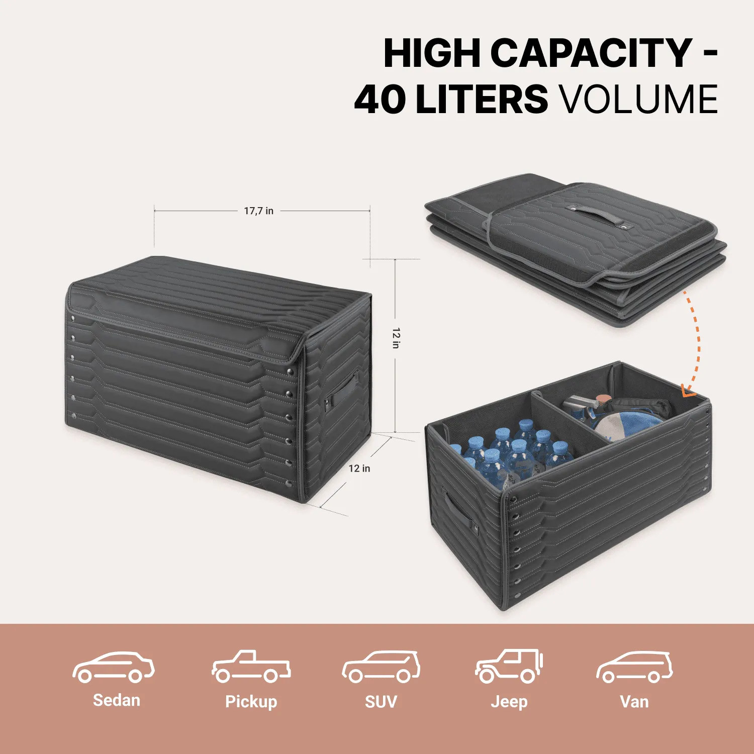 Car Trunk Organizer  |  17.7 in – “Highway” by Owleys product image 3 (product view)