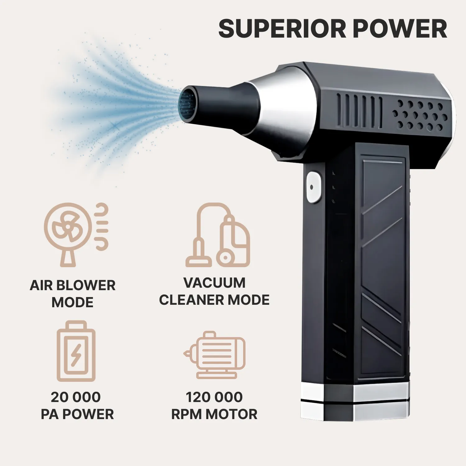 Portable Car Vacuum Cleaner with Blower  |  “CrossClean” by Owleys - View 2