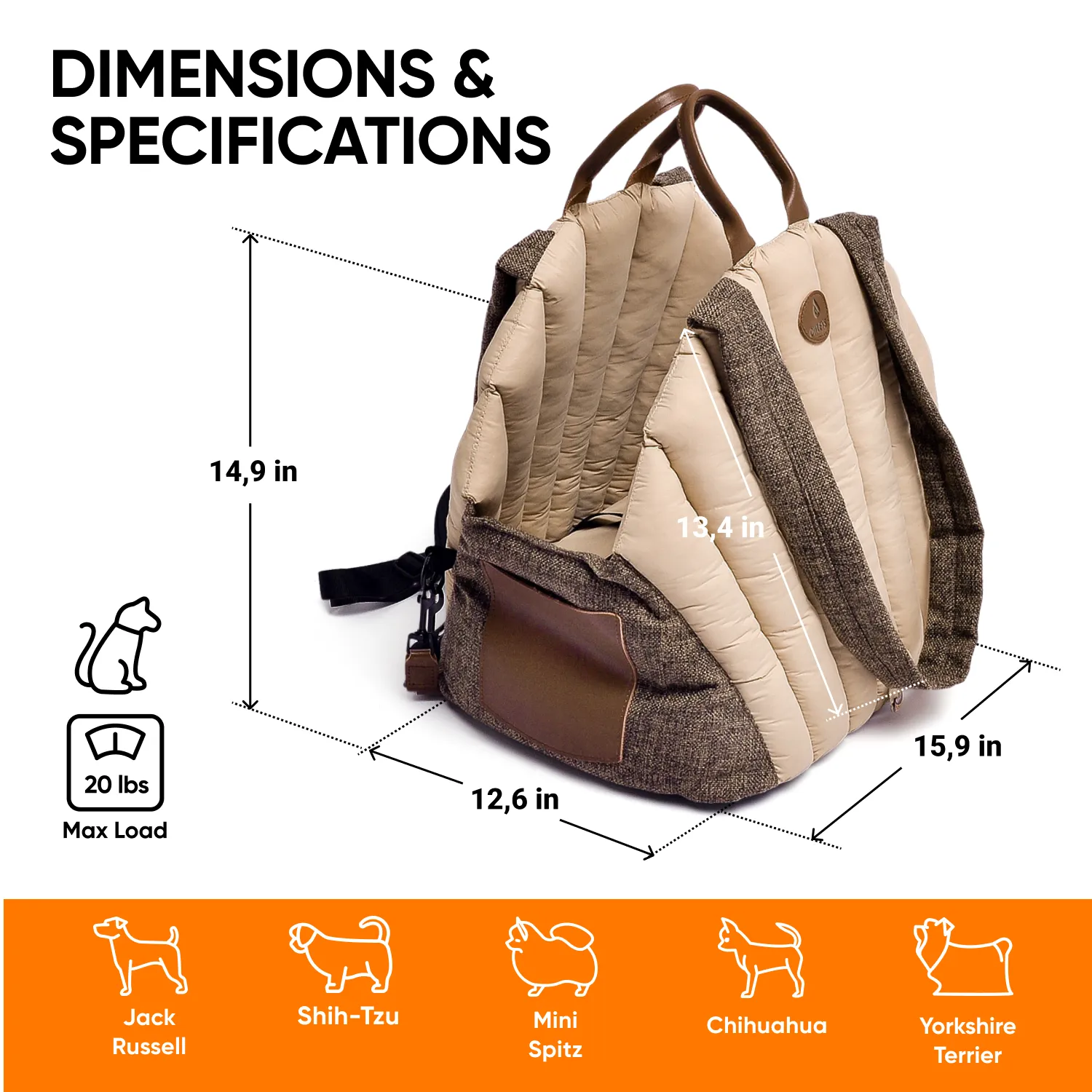 Dog Carrier Bag  |  “Seashell King Woof” by Owleys - View 3