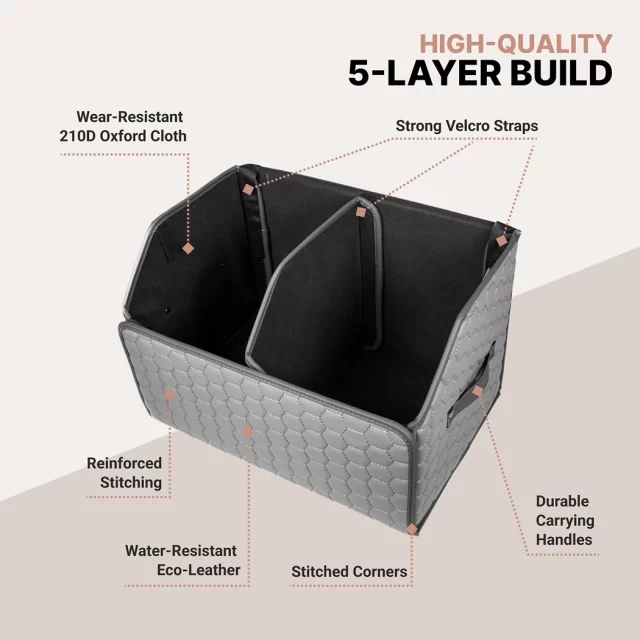 Car Trunk Organizer  |  17.7 in – Gray “Hexy” by Owleys in detail - image 1 (product view)