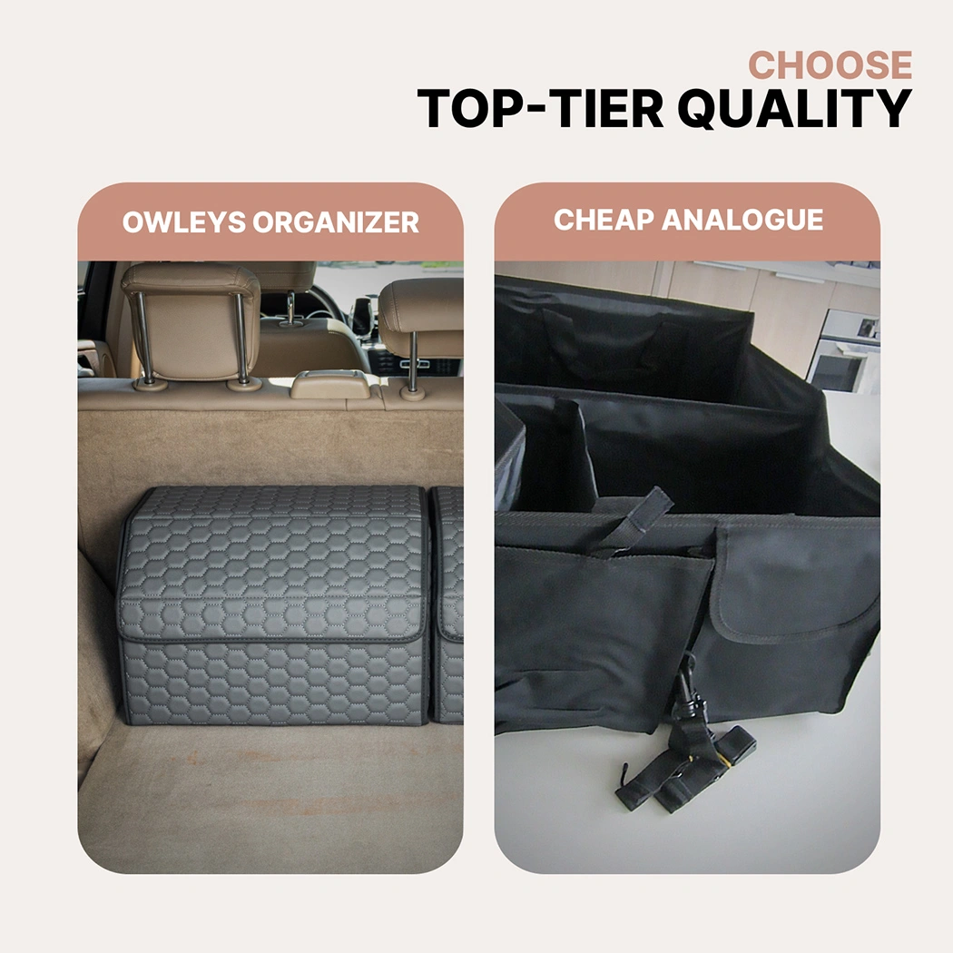 Close-up of Car Trunk Organizer  |  17.7 in – Gray “Hexy” by Owleys - view 7 (product view)