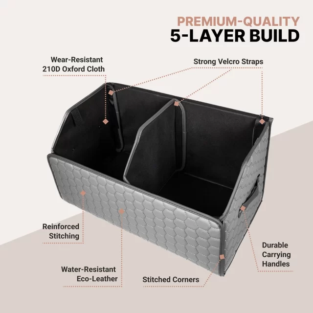 Car Trunk Organizer  |  21.6 in  – Gray “Hexy” by Owleys in detail - image 1 (product view)