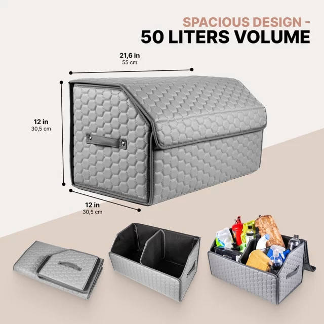 Car Trunk Organizer  |  21.6 in  – Gray “Hexy” by Owleys in detail - image 6 (product view)