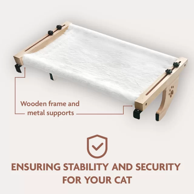 Close-up of Cat Window Perch  |  “Purring Dream” by Owleys - view 2 (product view)