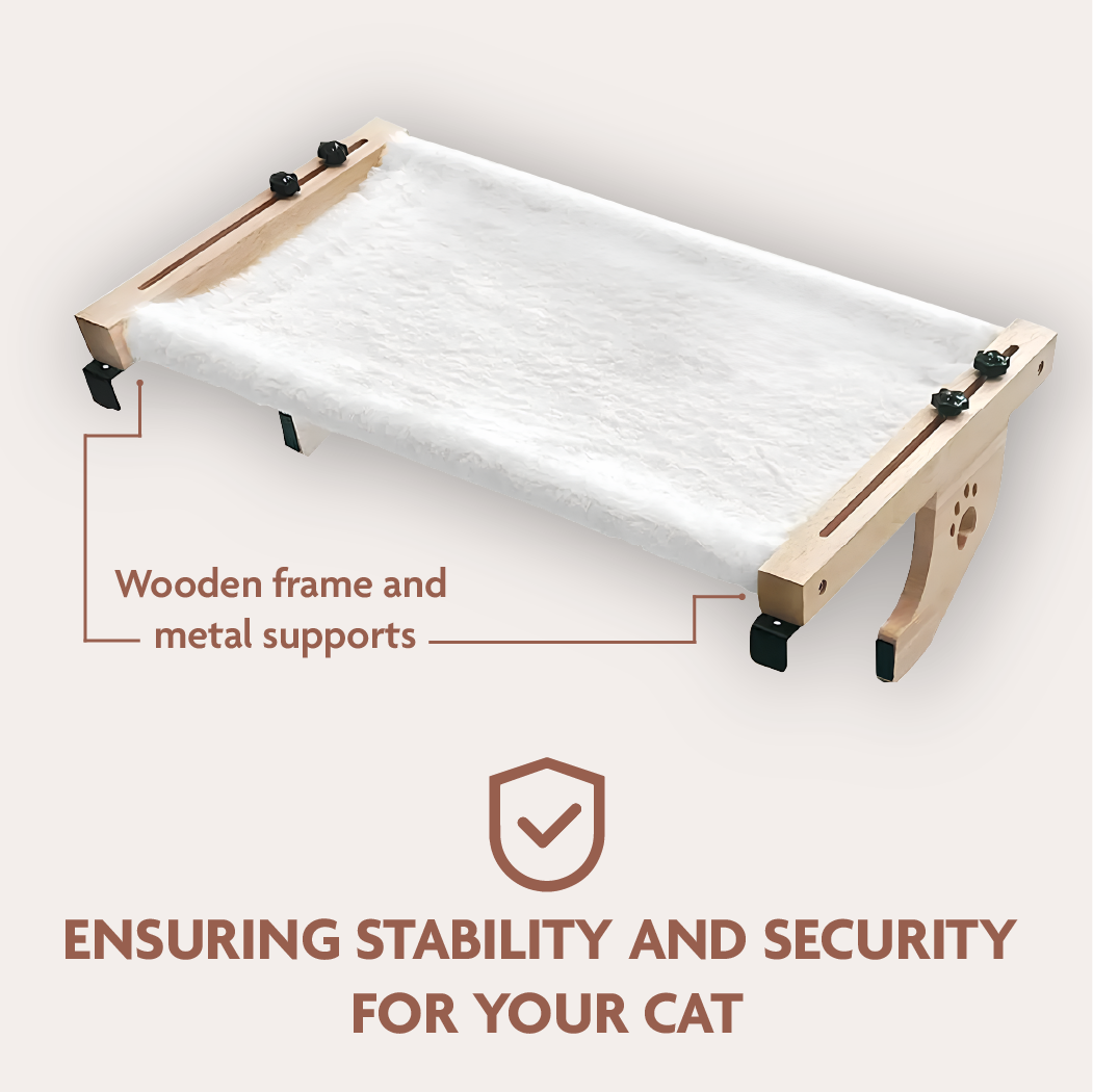 Close-up of Cat Window Perch  |  “Purring Dream” by Owleys - view 2 (product view)