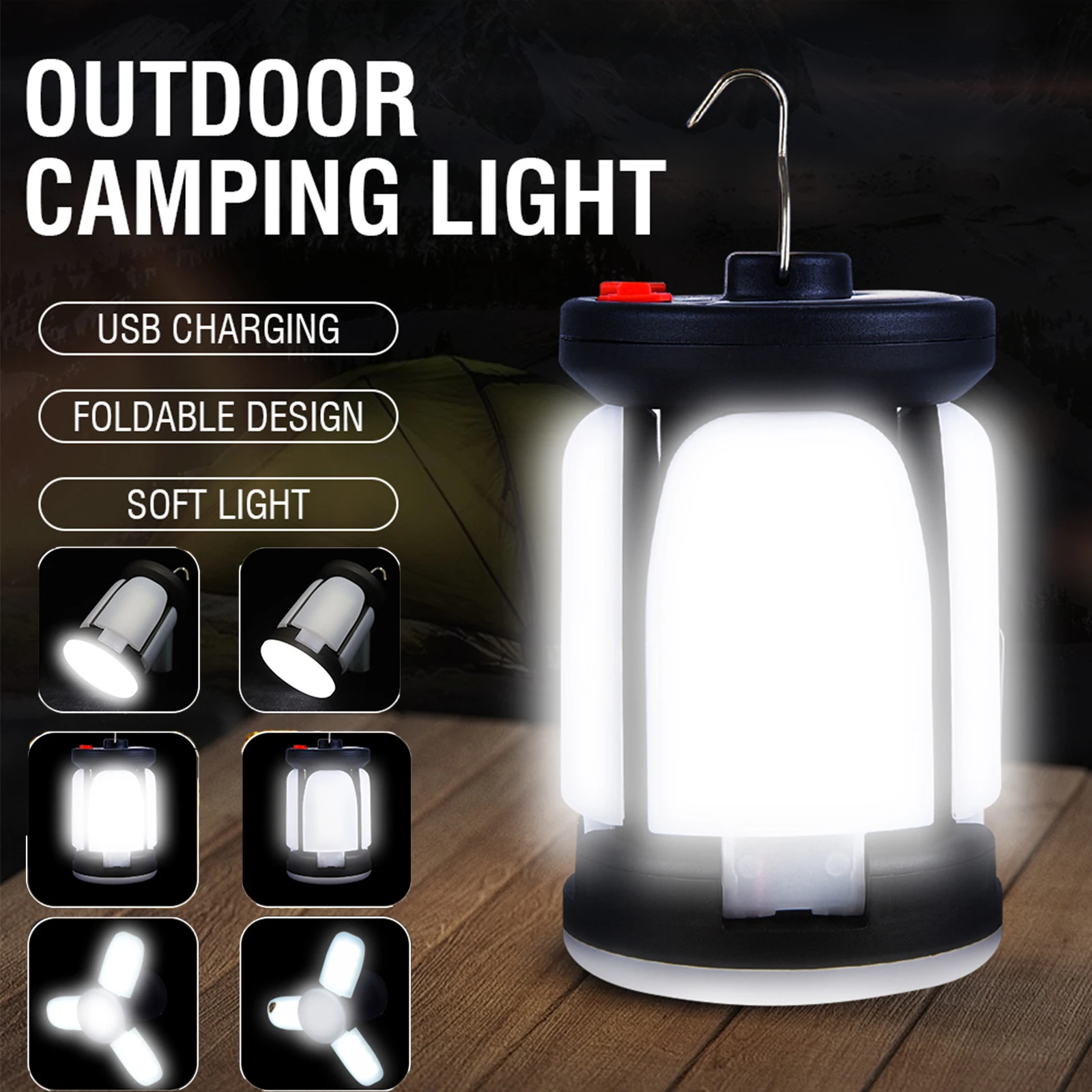 Solar Camping LED Lantern  |  “PeakGlow” - View 2