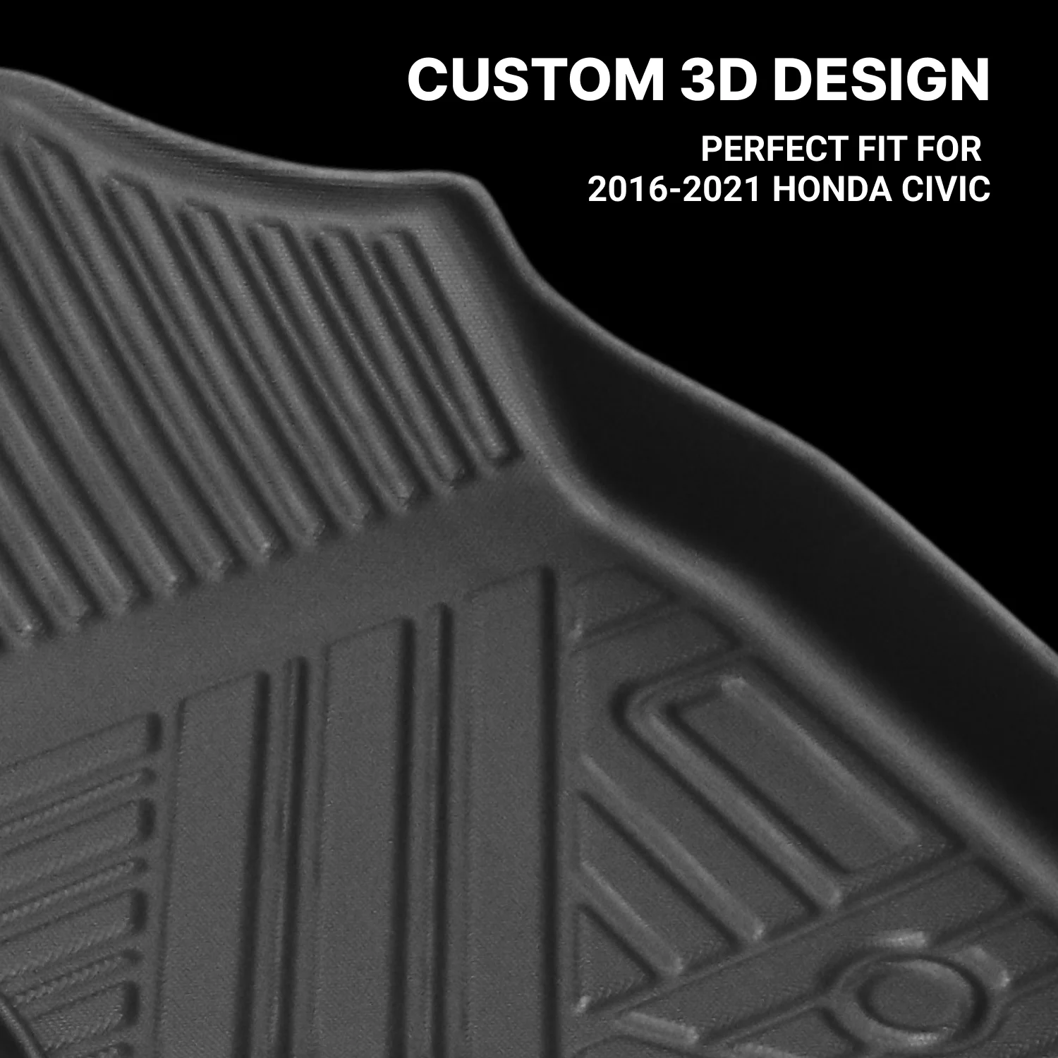 Close-up of Honda Civic Floor Mats  |  2016-2021 Models Custom Fit - view 2 (product view)