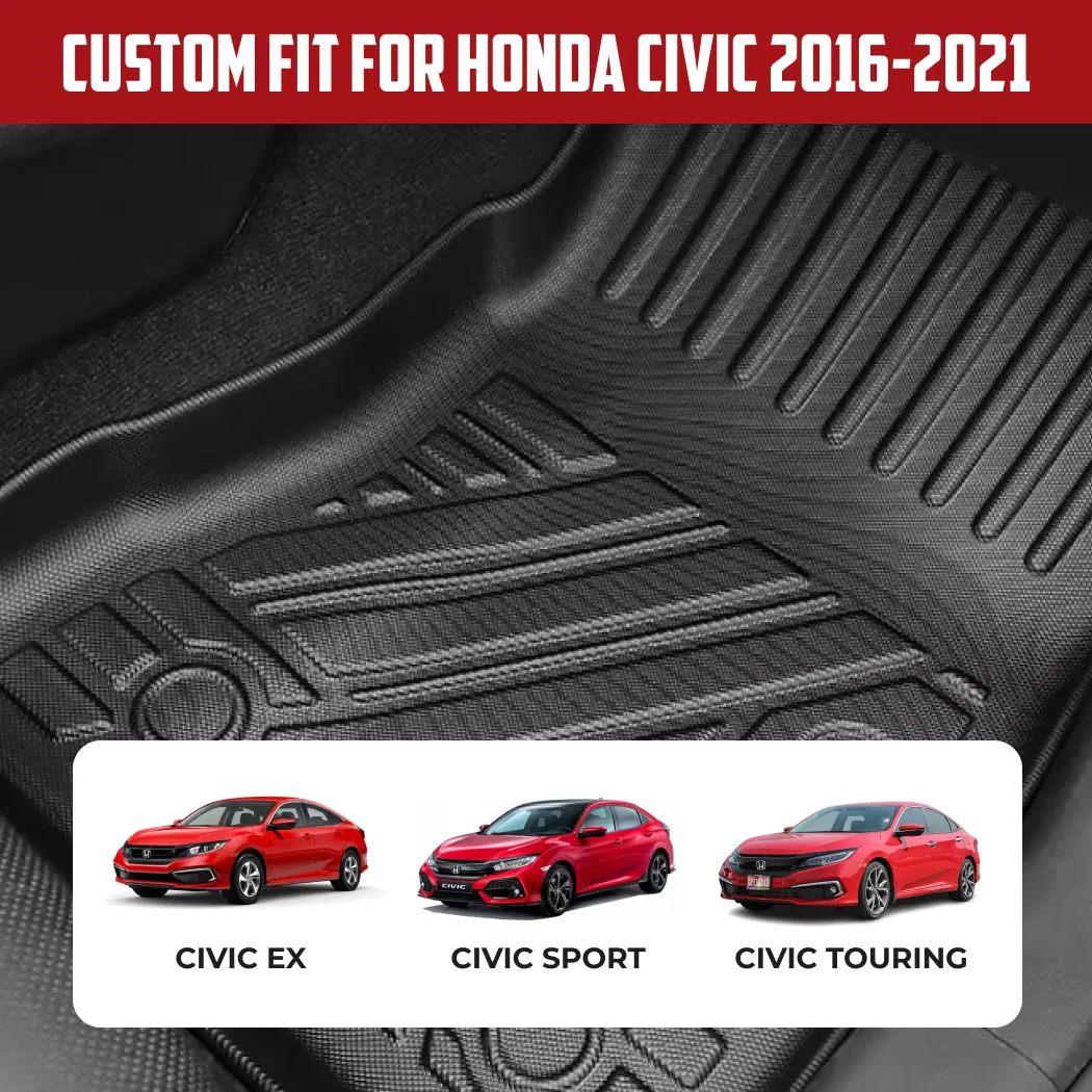 Honda Civic Floor Mats  |  2016-2021 Models Custom Fit - View 3