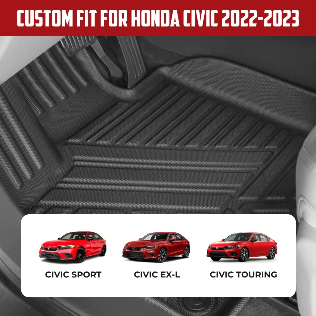 Honda Civic Floor Mats  |  2022-2023 Models Custom Fit - View 3