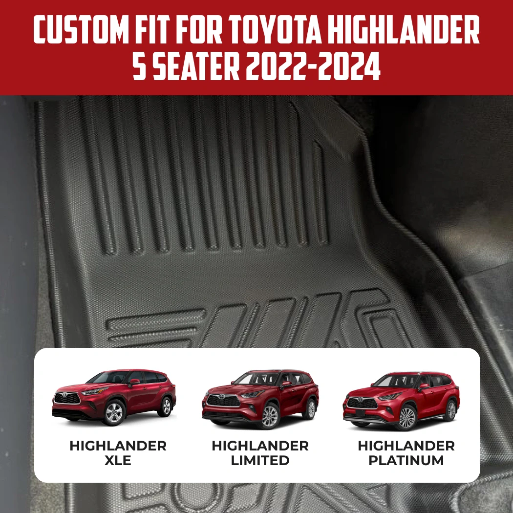 Toyota Highlander Floor Mats  |  5-Seater 2022-2024 Models Custom Fit - View 3