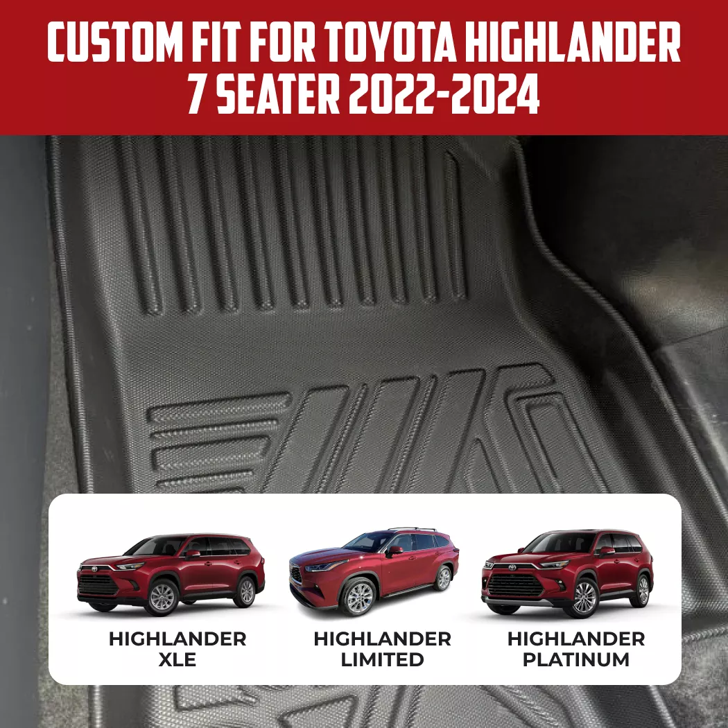 Toyota Highlander Floor Mats  |  7-Seater 2022-2024 Models Custom Fit - View 3