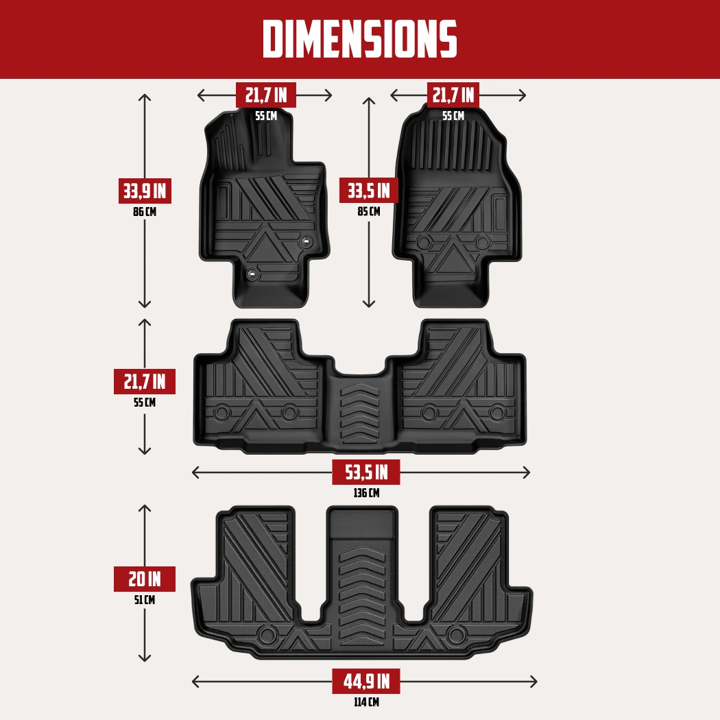 Toyota Highlander Floor Mats  |  7-Seater 2022-2024 Models Custom Fit - View 4