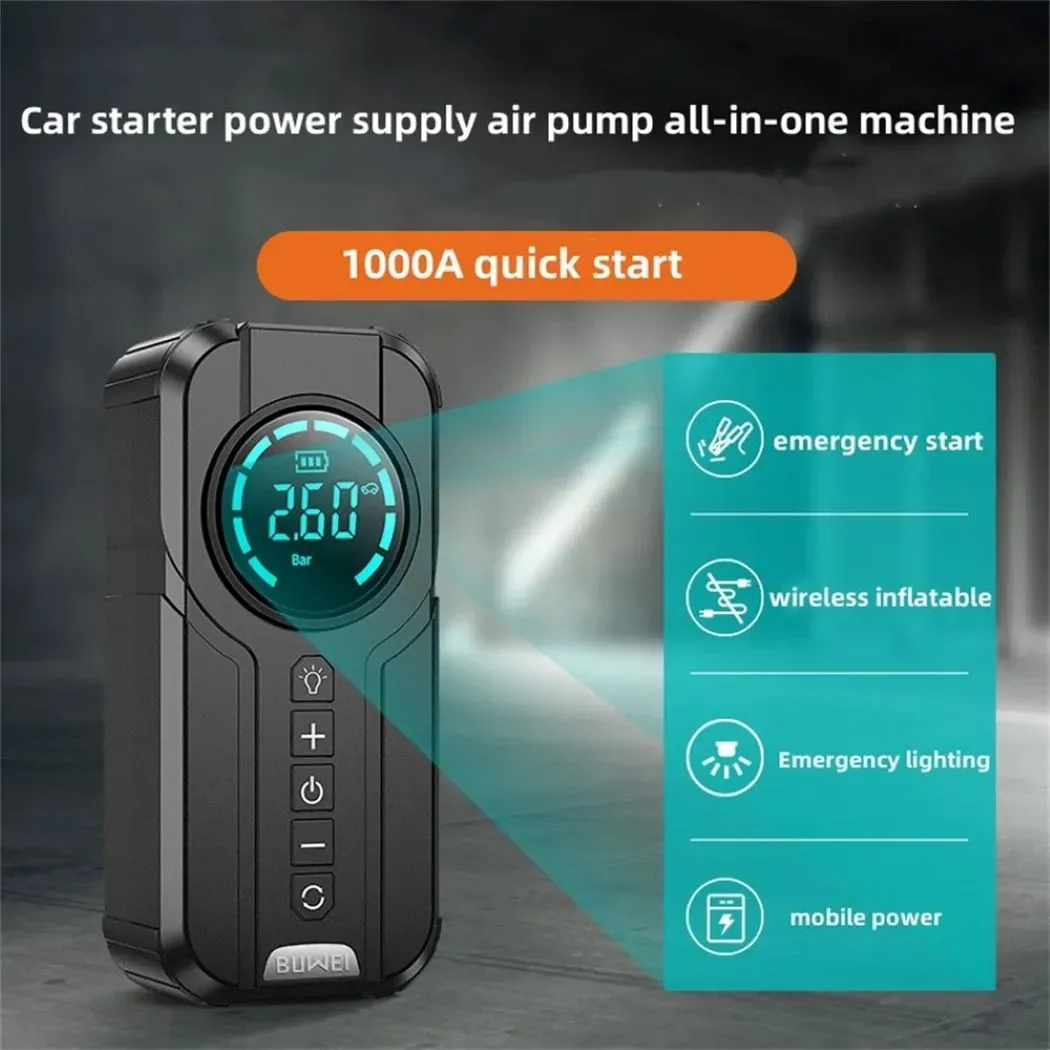 4-in-1 Car Jump Starter with Air Compressor, Power Bank, LED Light, and Tire Inflator product image 3 (product view)