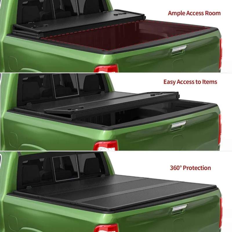 Truck Bed Cover (Hard Tri-Fold) Compatible with 2019-2024 Chevy Silverado/GMC Sierra 1500 (5.8 feet bed) - View 2