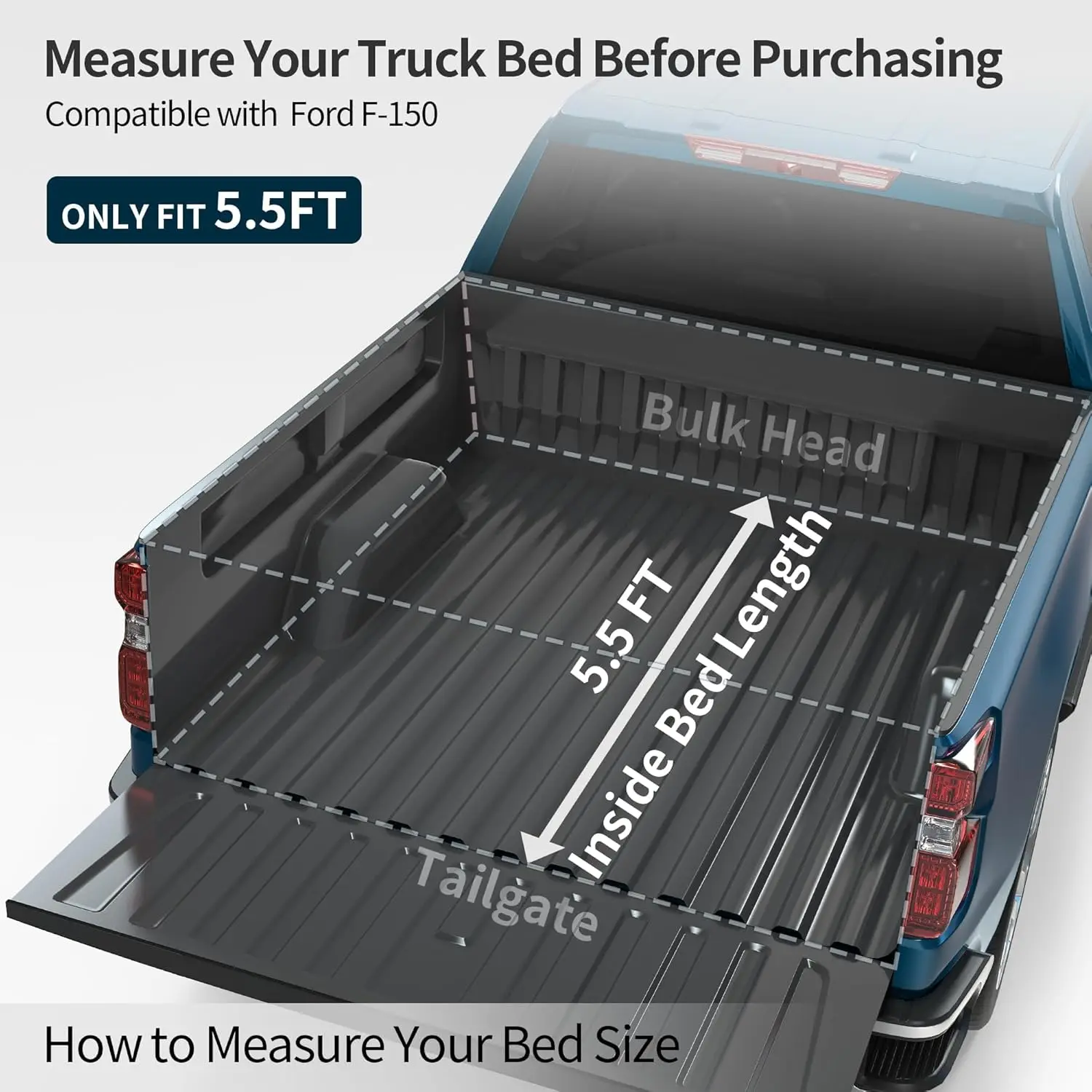 Hard Truck Bed Cover Compatible with Ford  F-150 2009-2014 (5.5 Feet Bed) - View 6