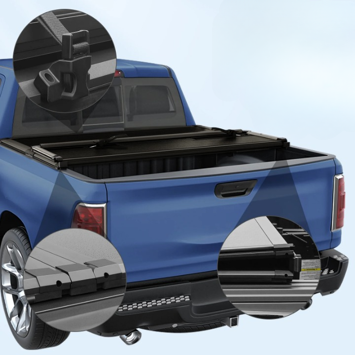 Hard Tri-Fold Tonneau Cover – Truck Bed Cover Compatible with 2020-2024 Silverado / Sierra 2500 3500 (6.9 Feet Bed) in detail - image 6 (product view)