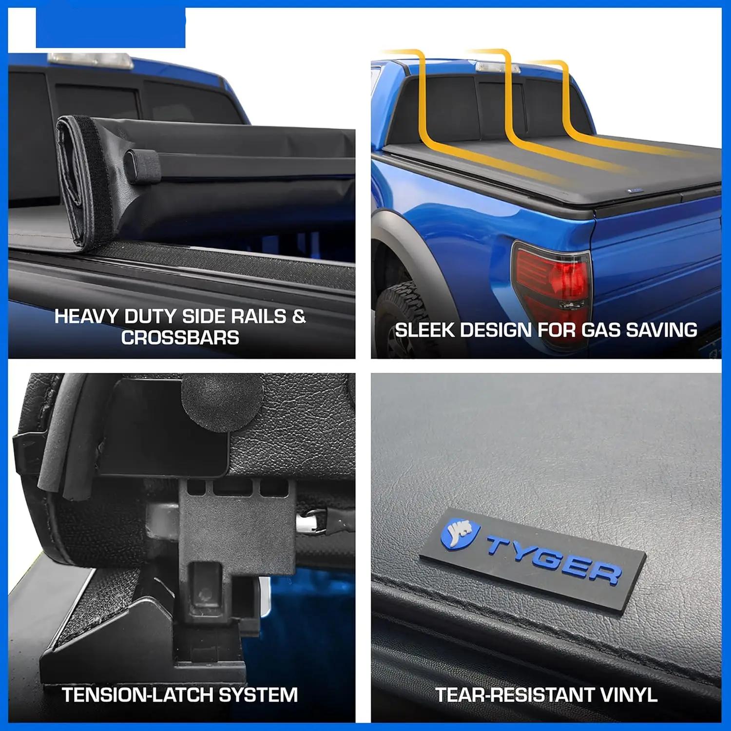 Truck Bed Tonneau Cover (Roll Up) Compatible with 2002-2018 Dodge Ram - View 2