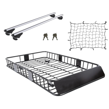 Car Roof Rack Basket with Crossbars and Cargo Net