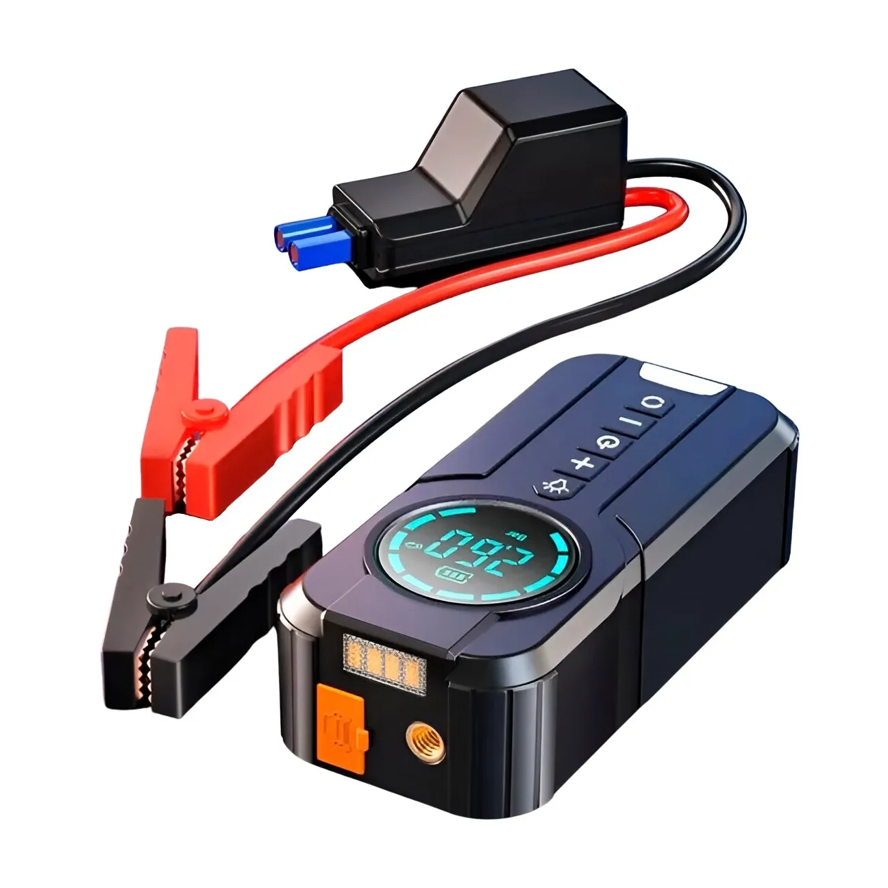 4-in-1 Car Jump Starter with Air Compressor, Power Bank, LED Light, and Tire Inflator