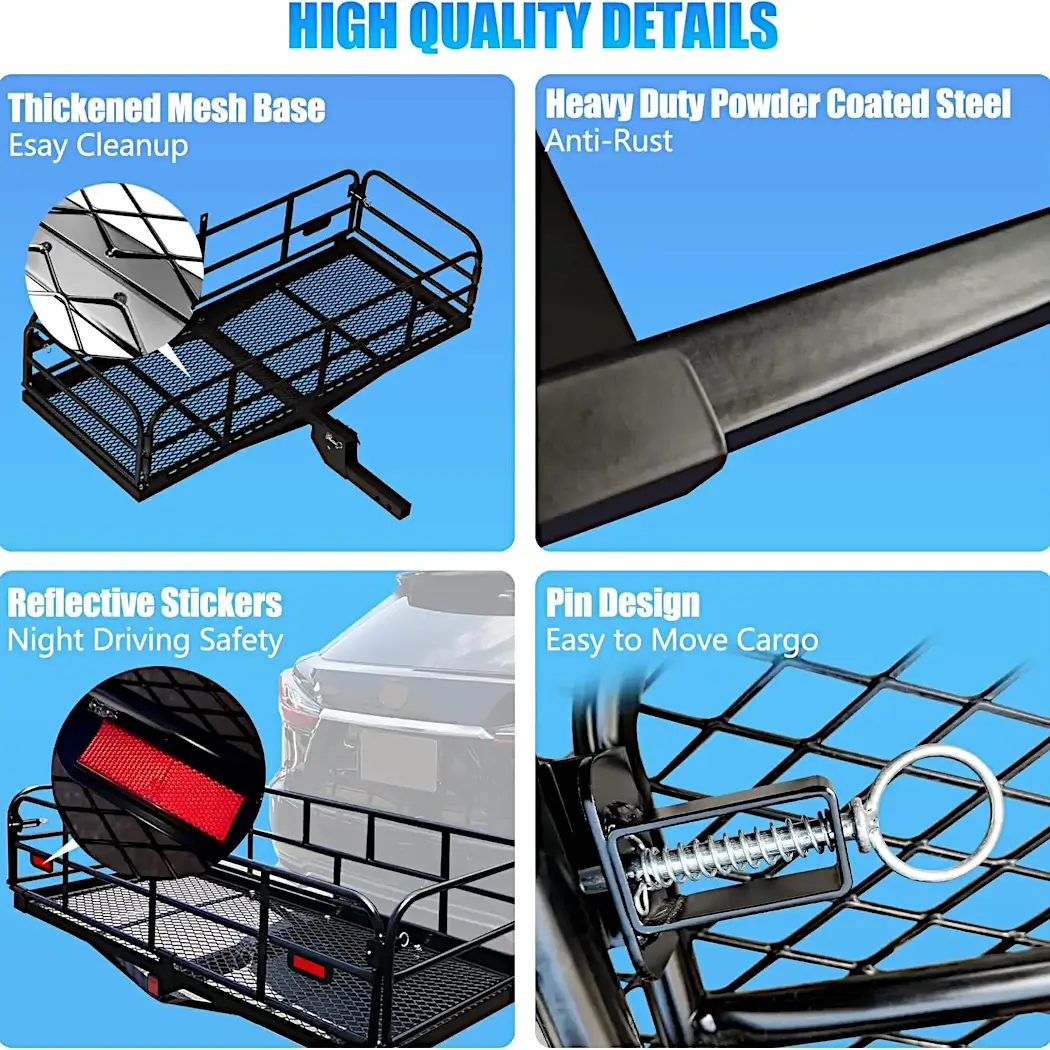 Hitch Cargo Carrier – Heavy Duty 500 Lbs Capacity  |  Owleys - View 4