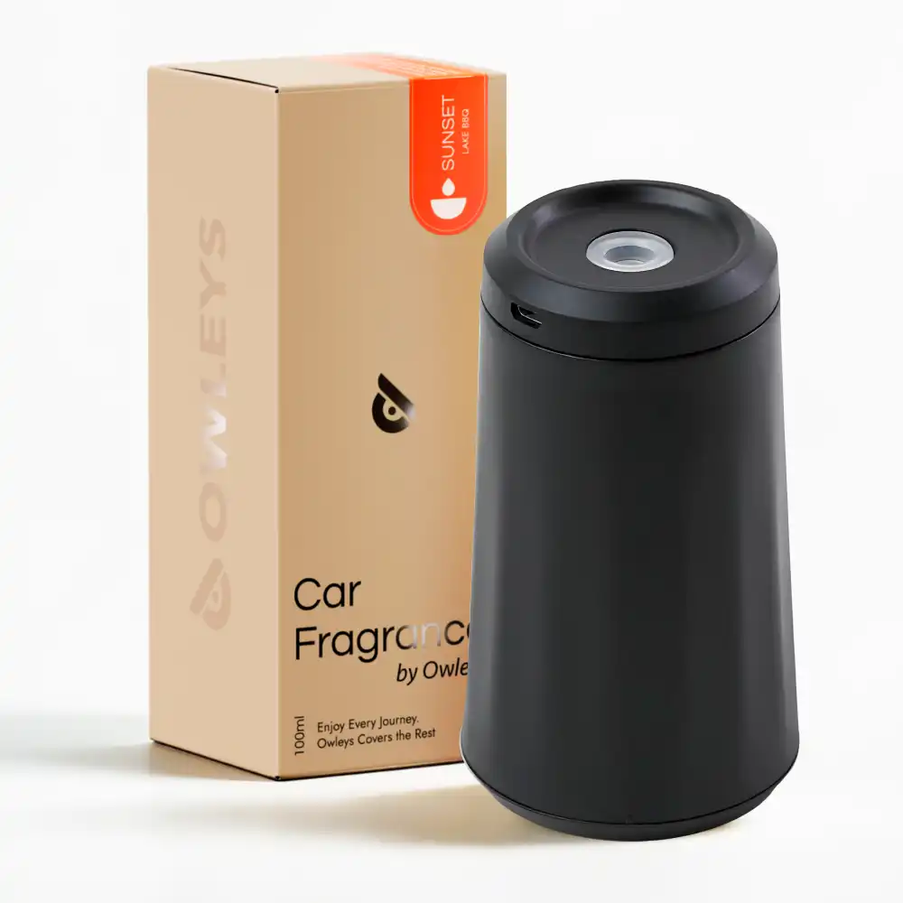 Car Aroma Diffuser Waterless Pod  |  “Aura Glide Black” by Owleys + Essential Oil