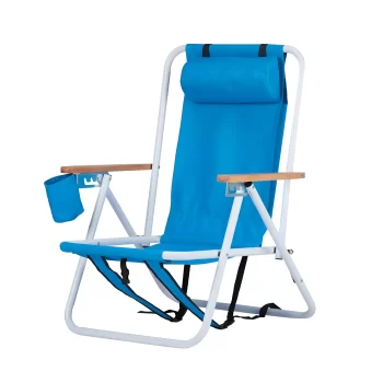 2-Pack Foldable Beach Chairs with Cup Holders