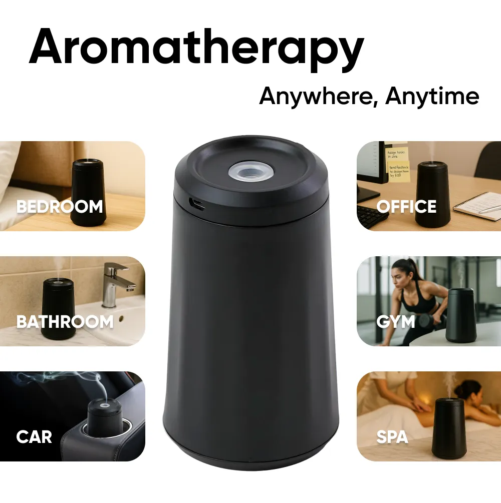 Waterless Home Aroma Diffuser  |  Black “Aura Glide” by Owleys - View 3