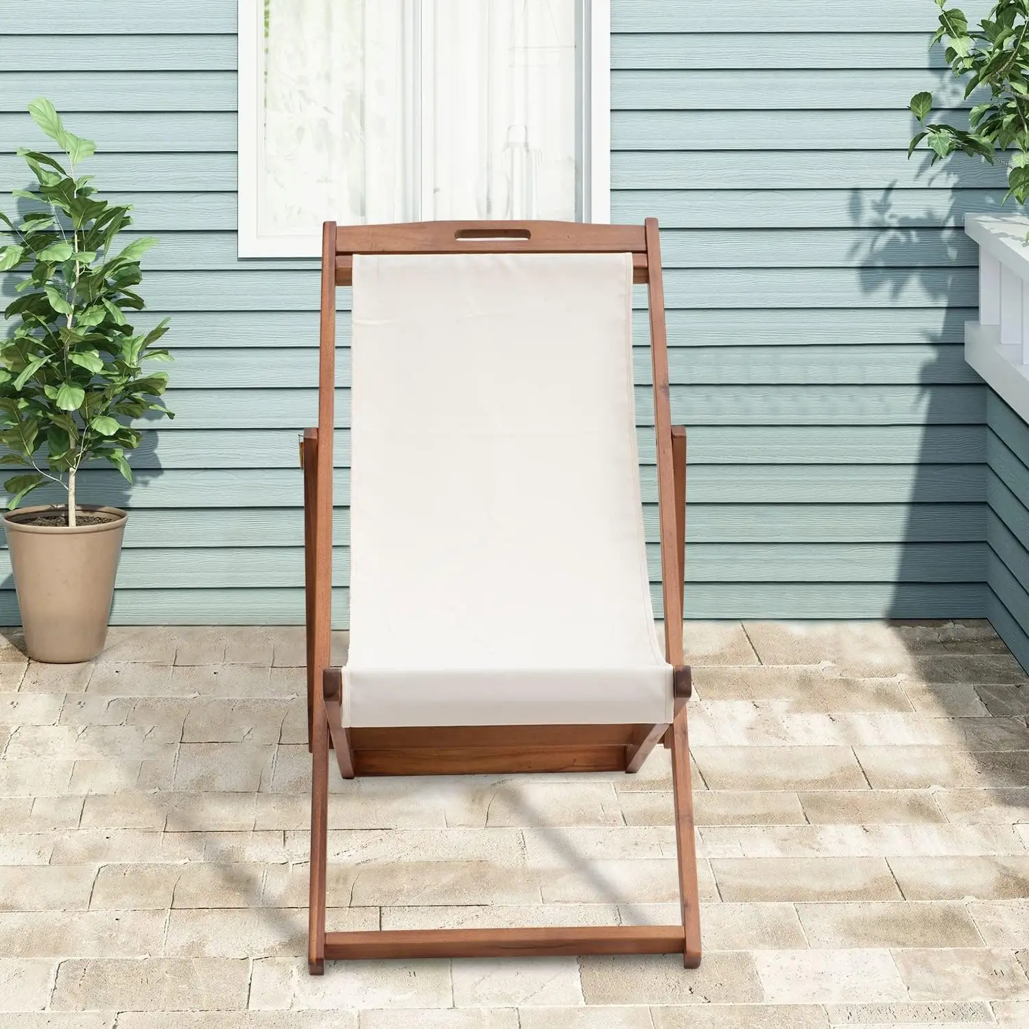 Wooden Patio Recliner Set – 2-Piece Beach Sling Chairs  |  Owleys - View 2