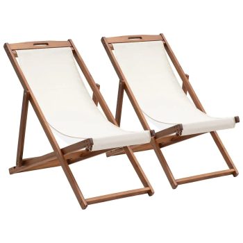 Wooden Patio Recliner Set – 2-Piece Beach Sling C…