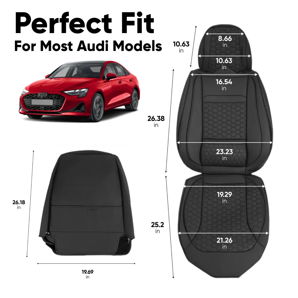 Audi Seat Covers (2017–2025) – Front Seat Custom Fit, Soft Eco-Leather | Owleys - View 3