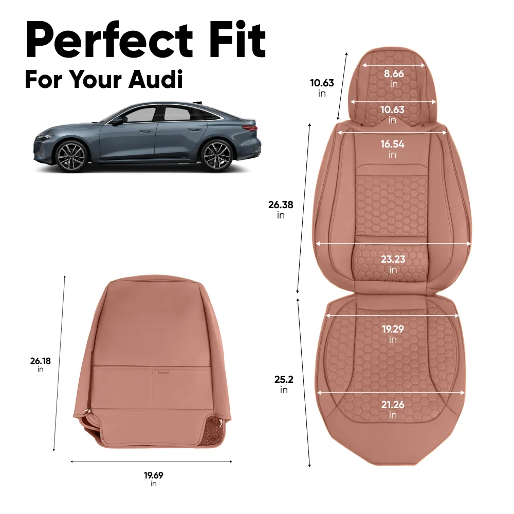 Audi Seat Covers (2017–2025) – Front Seat Custom Fit, Premium Eco-Leather  |  Owleys - View 4