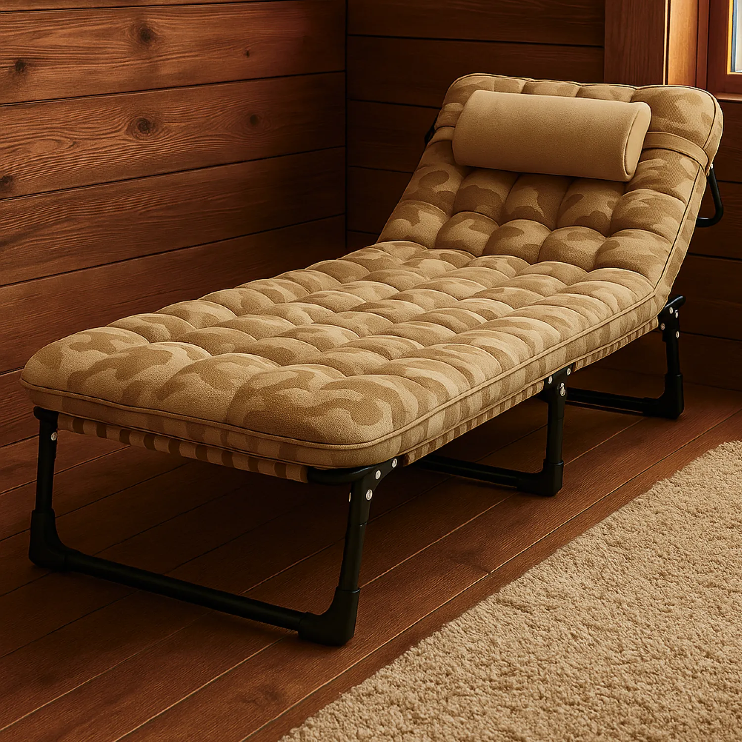 Sleeping Cot with Mat & Pillow | “Desert Camo” by Owleys - View 9