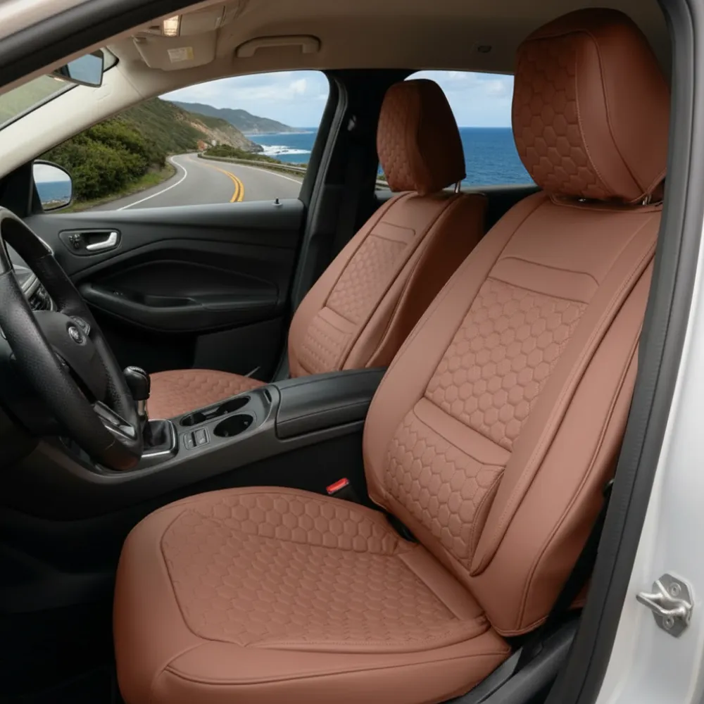 Ford Escape Seat Covers (2013–2024) – Front Seat Custom Fit, Premium Eco-Leather (Brown)  |  Owleys