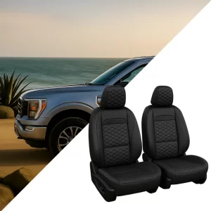 Ford F-150 Seat Covers (2015-2026) – Front Seat Custom Fit, Premium Eco-Leather (Black)  |  Owleys